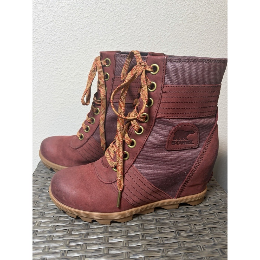 SOREL Hidden Wedge Boot~Joan Arctic Lexi Lace Up‎ Waterproof ~US 8~Rose Leather